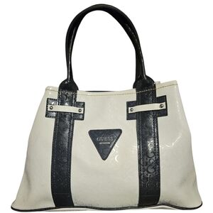 Vintage Y2K Guess PVC Monogram Cream Black Handbag